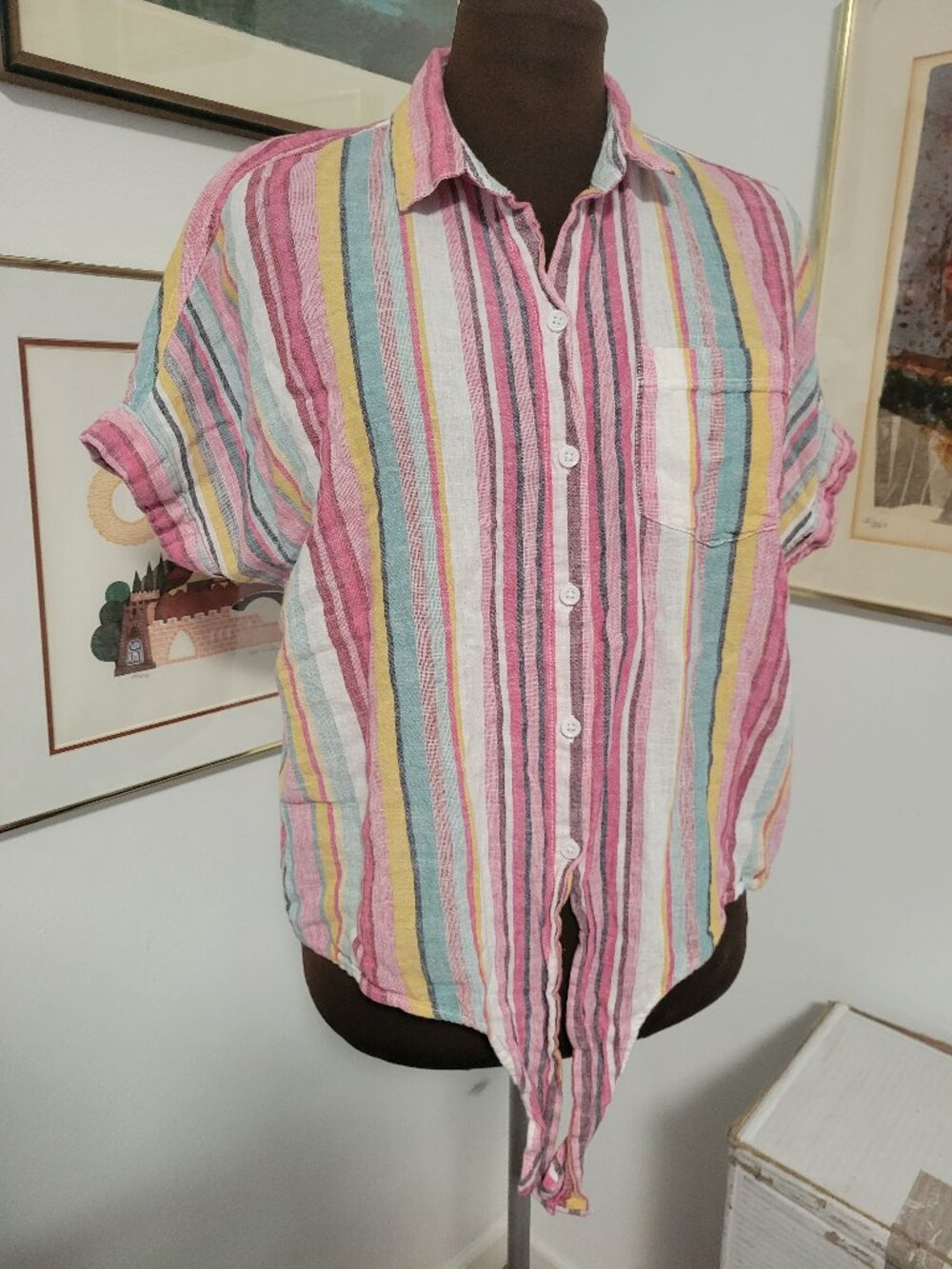 beachlunchlounge Tie Front Shirt Size M